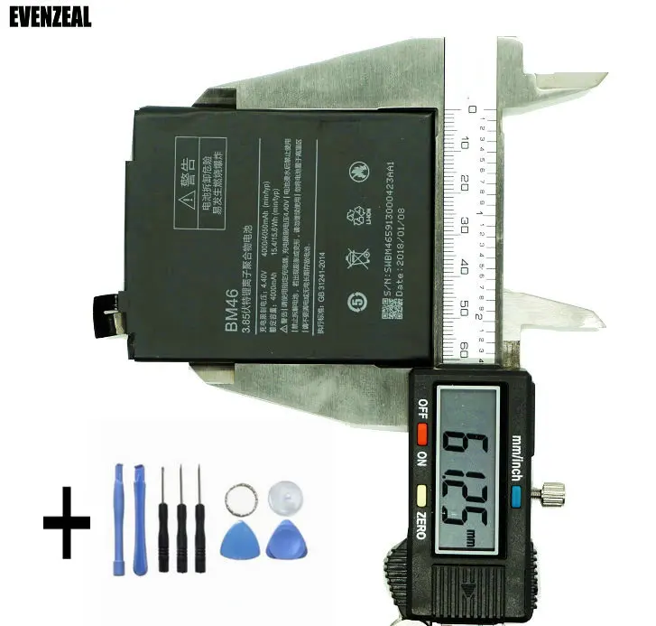 

EVENZEAL Tools + 1x New Cell Phone Replacement Battery For Xiaomi Redmi Note 3 Pro / Prime Note3 BM 46 / BM46 4000mAh / 15.4Wh