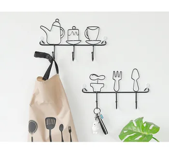 

1PC Fashion Kettle Pot Styles Metal Iron Wall Door Mounted Rustic Clothes Coat Hat Key Hanging Decorative Wall Hooks JL 252