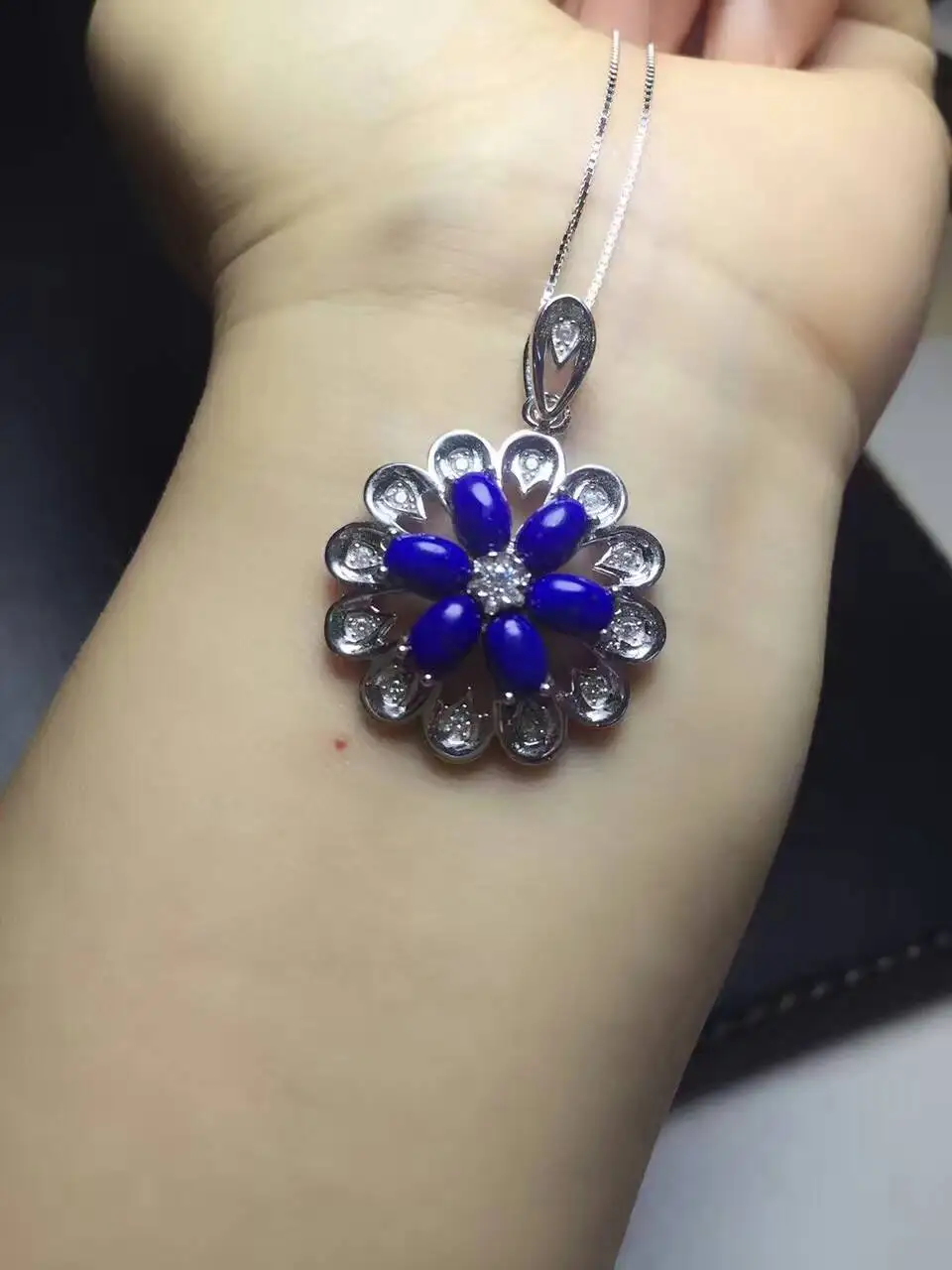  Tourmaline naturelle élégant élégant tournesol pendentif naturel lapis lazuli pendentif collier S92