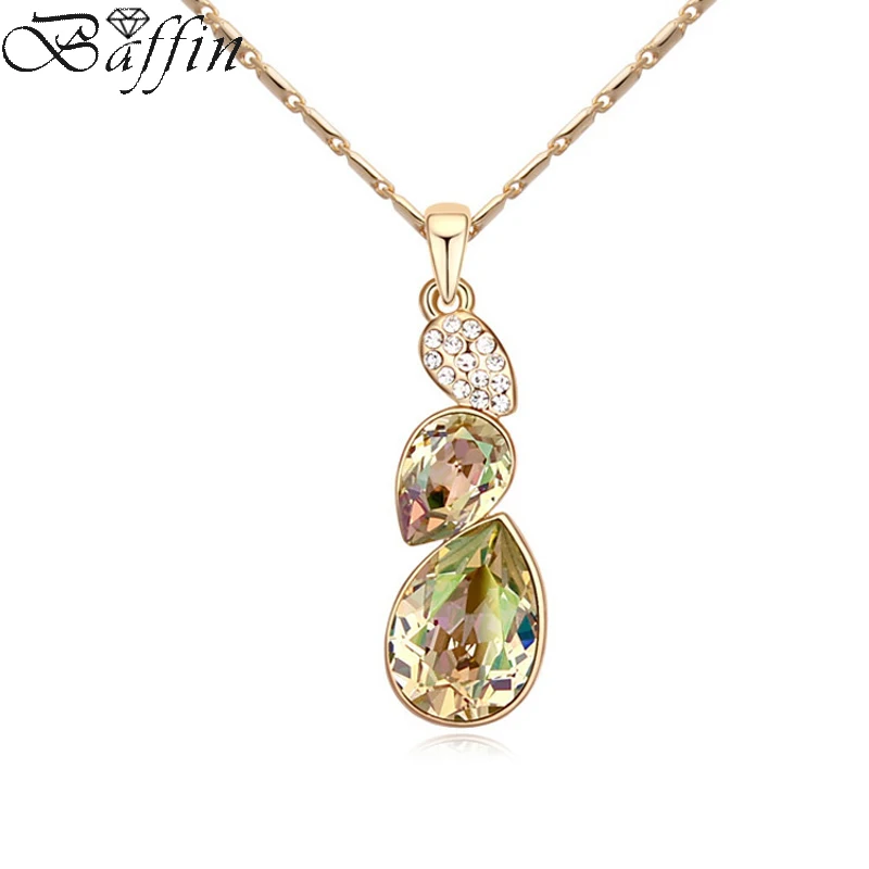 

High Quality Gold-Color Tear Drop Pendant Necklace Crystal Made With Swarovski Elements Chain Collier For Women Jewelry