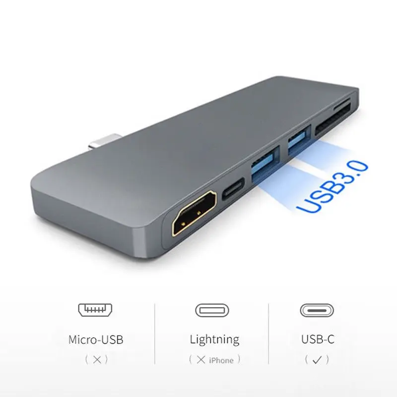 USB-C Алюминиевый USB C концентратор к HDMI 4k type C концентратор 3,0 сплиттер адаптер TF Micro SD кард-ридер для Macbook pro для Asus