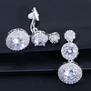 CWWZircons Clip on Ear Round Drop Cubic Zirconia Non Pierced Earrings Fashion Wedding Jewelry Womens Accessories CZ427 3
