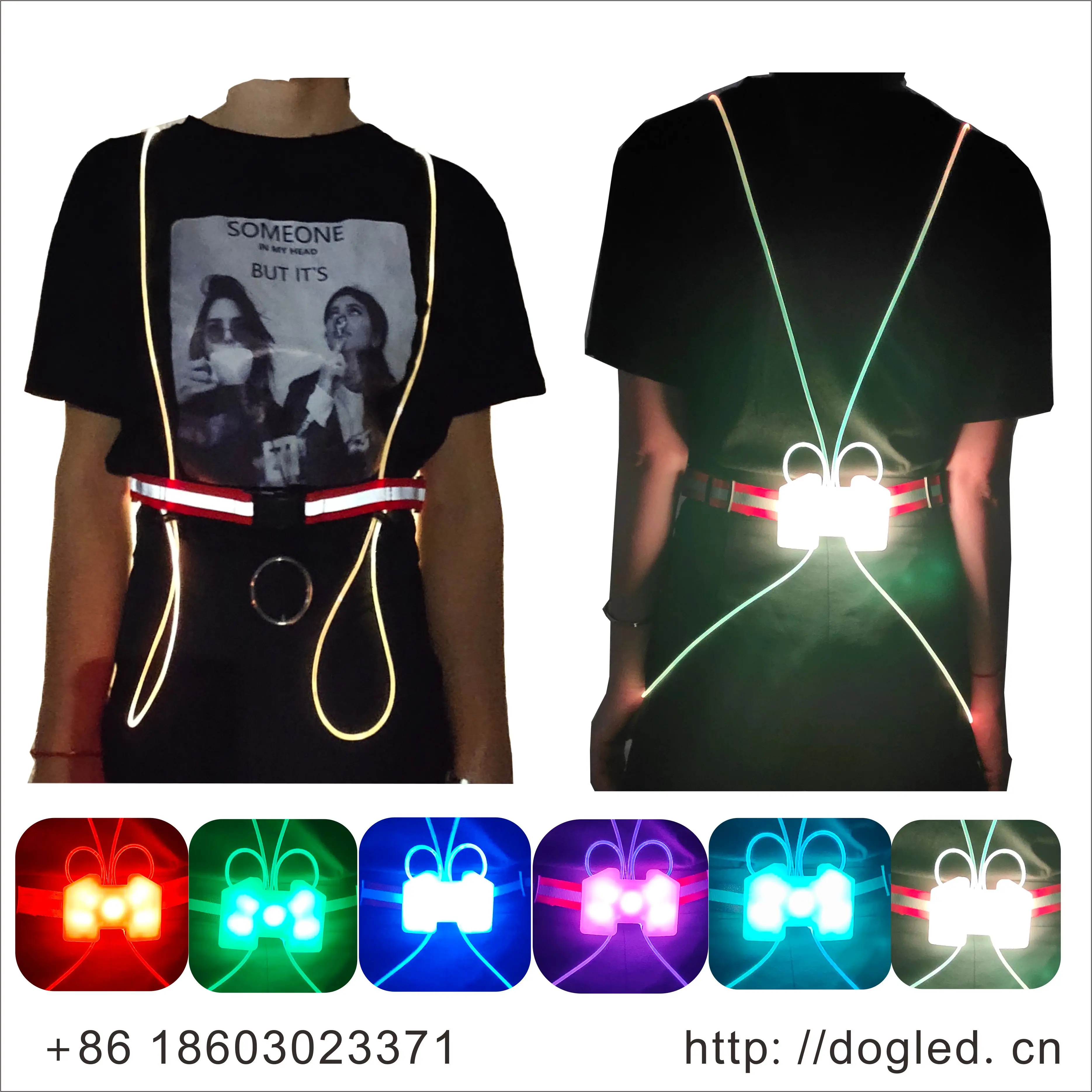 

Reflective LED Fiber Strap Vest Safety Vest Night Running Cycling Vest Harness Reflective Belt
