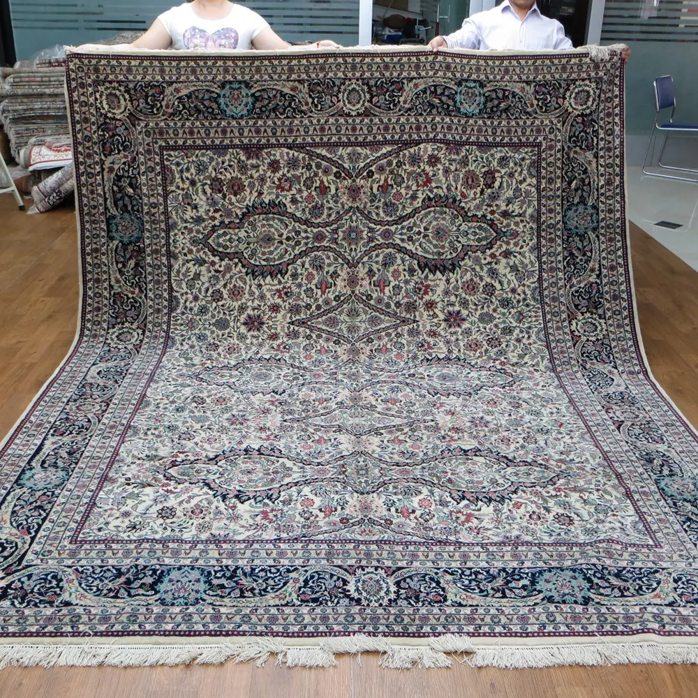 Yilong 8'x10' large turkish blue wool rug oversize blue area wool