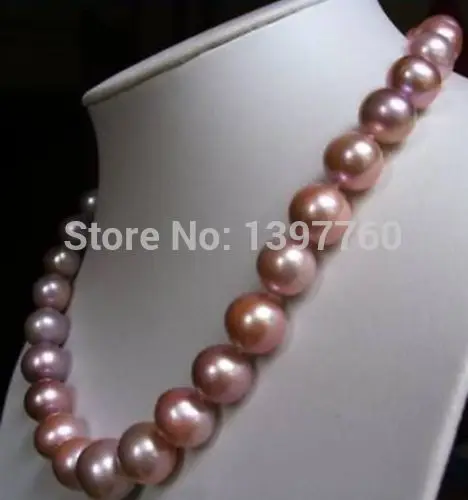 

Miss charm Jew.313 11-12MM natural south sea pink purple pearl necklace 18INCH