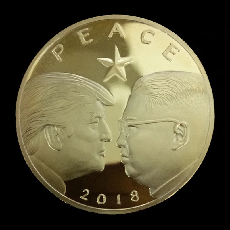 Commemorative Coin North Korea and the United States President Meeting Collection Gold Coin Arts Souvenir Gold Peaceful Coins