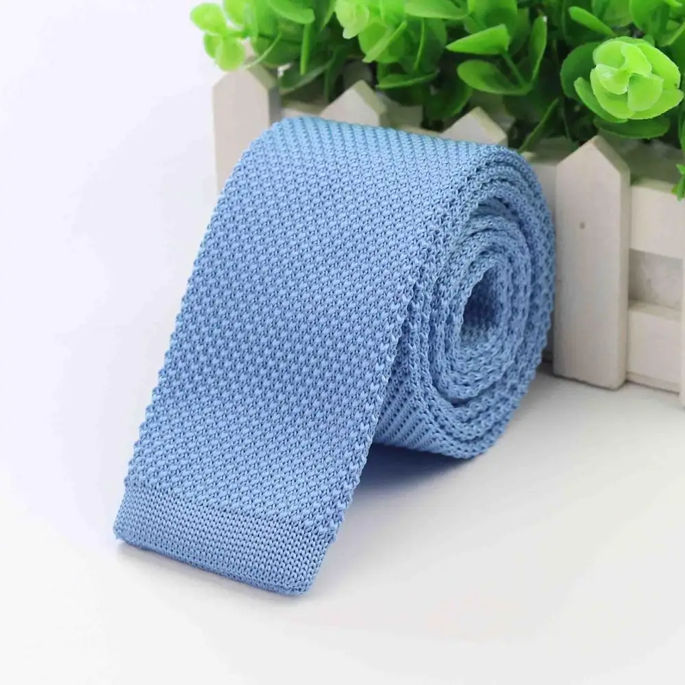 Модные Для Мужчин's красочные галстуком-бабочкой вязаные трикотажные галстуки однотонные Цвет узкие штаны, тонкие, обтягивающие, сплетенная равнина Cravate узкий галстук - Цвет: 31