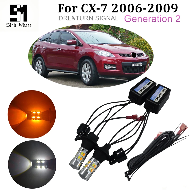 Shinman 30 Вт cob WY21W 7440 T20 для mazda CX 7 2006 2009 Автомобильные дневные ходосветодиодный огни