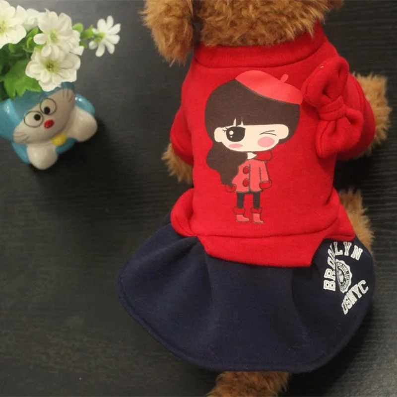INS Korea Style Cute Girl Print Dog Dress Dogs Jumpsuit Puppy costume