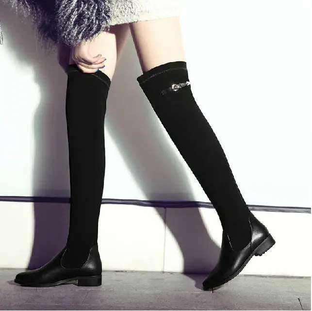 

Autumn Winter Women Sexy Pointed Toe Thick Heel High Boots, Women'S Plus Size Genuine Leather Boots Over Knee Free Shipping Q807
