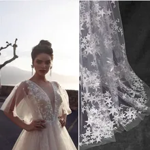 Милая белая сетка вышивка звезды Сетка Свадебное Платье кружевная ткань 130 см ширина 1 ярд DIY швейная ткань