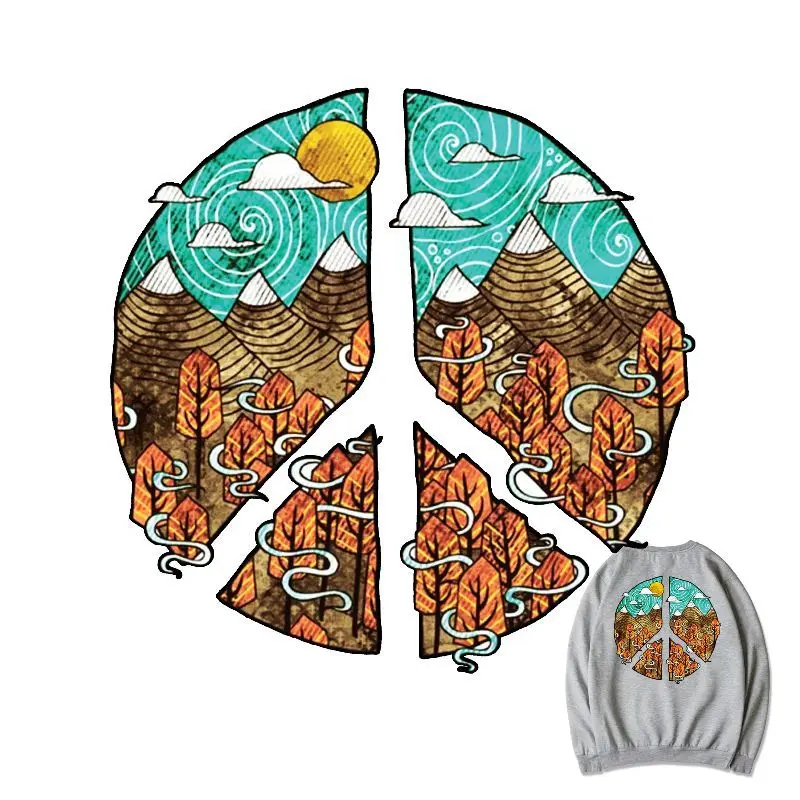 

21x21cm Maple forest Parches Iron On Stickers Washable Appliques A-level Patches Heat Transfer For DIY Accessory Clothes Bag