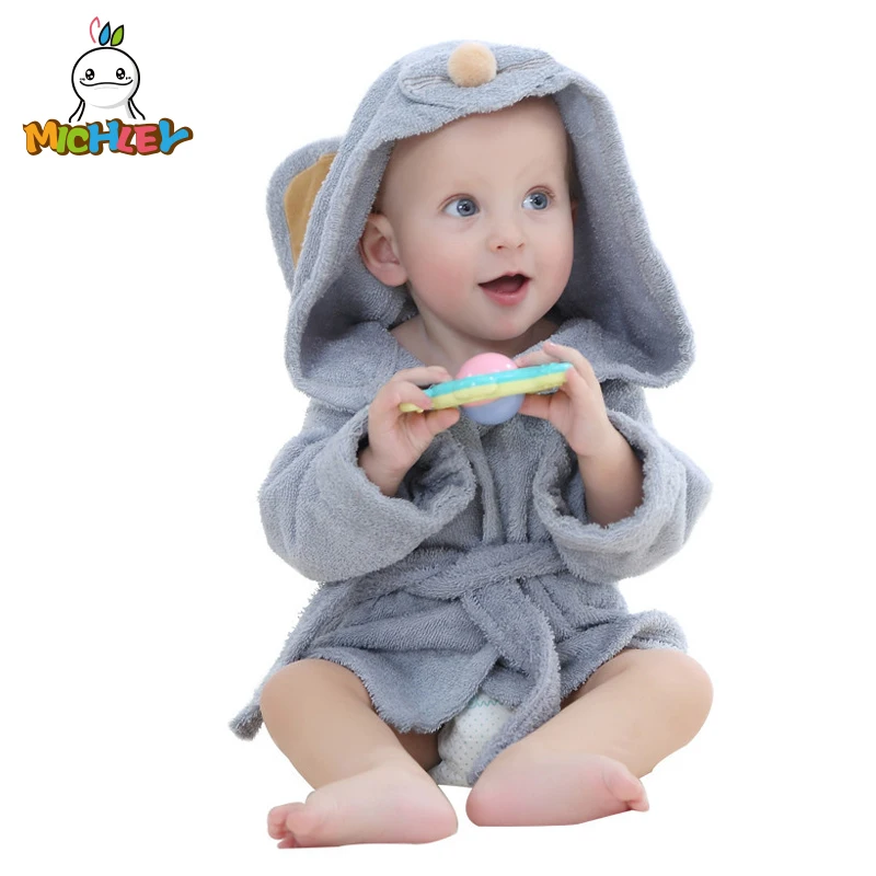 MICHLEY Fashion Designs Hooded Animal Modeling Baby Bathrobe Cartoon