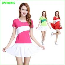 M-6XL спортивные костюмы из двух частей для женщин Теннисный комплект рубашка с коротким рукавом и юбка для девочек тренировки Спортивная Одежда для танцев и йоги