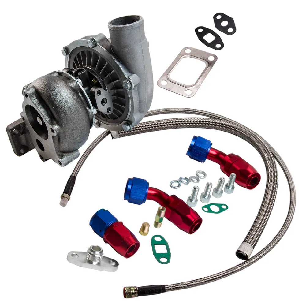 Турбокомпрессор T04E T3/T4 .63 A/R 57 TRIM 400 + комплект масляной линии HP BOOST STAGE III