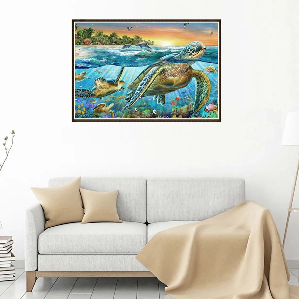 

Diamond painting Sea Turtle Patterns Kitchen Printed 5D Rhinestone Paintings Square DIY Cross-stitch Drawings 40x30CM