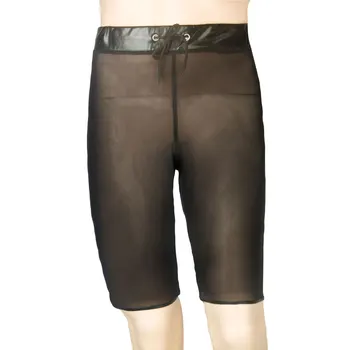 

Sexy Men Plus Size Mesh See Through Tight Short Pant Transparent Breathable U Convex Pouch Half-length Boxers Gay Wear F24