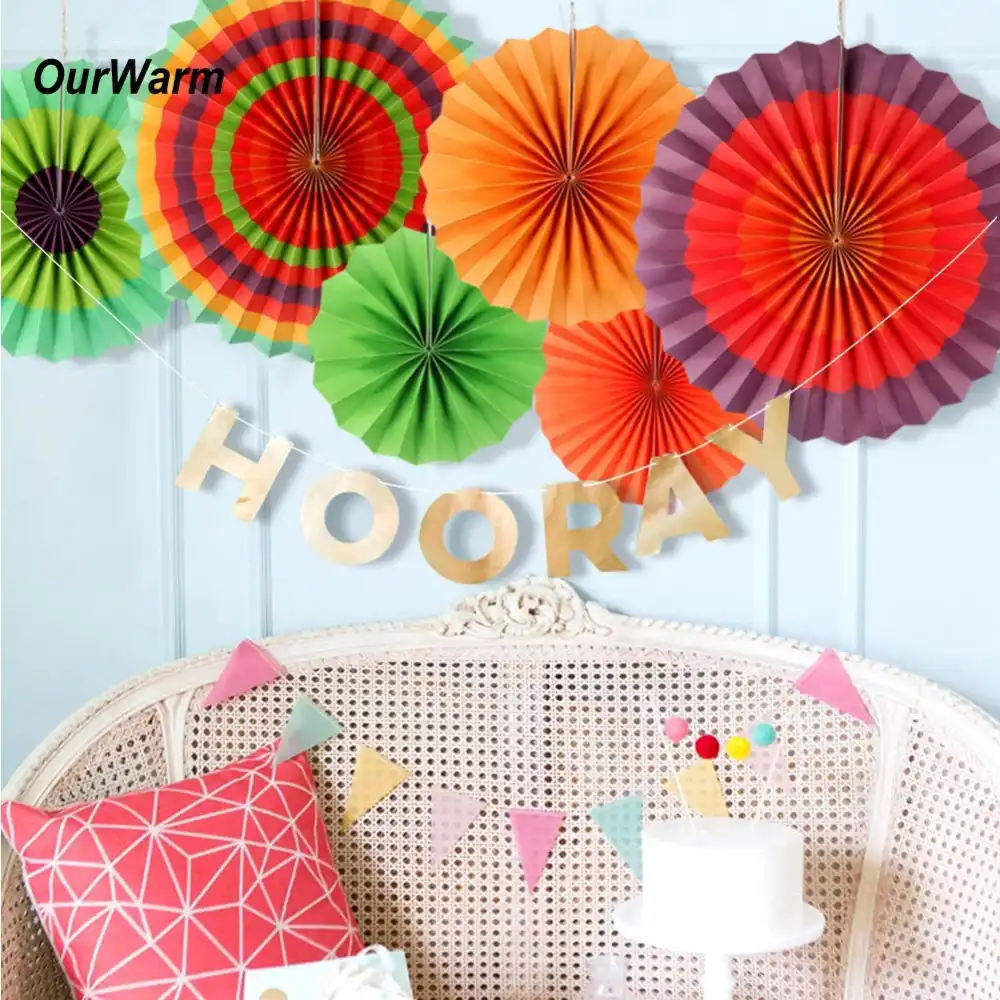 Ourwarm Mexican Party Paper Fans Party Hanging Paper Flowers 6pcs Paper Fans Mexican Fiesta Ideas Party Background Decoration Party Diy Decorations Aliexpress