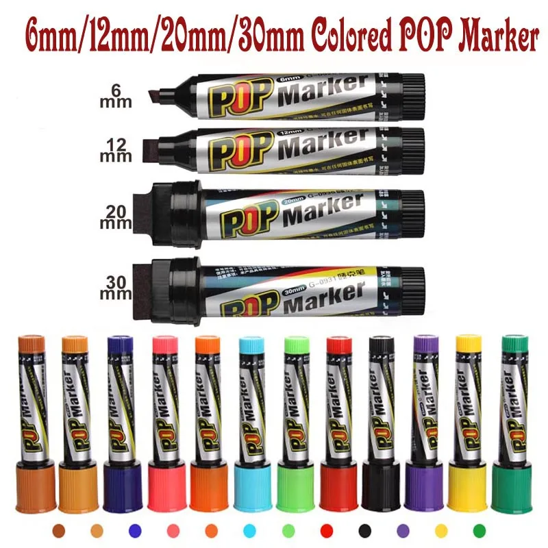 12Color Genvana POP Colored Advertising Markers Alcohol Highlighter
