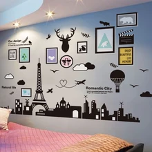 

[SHIJUEHEZI] Colorful Photo Frame Wall Sticker Vinyl DIY City Buildings Wall Art for Living Room Bedroom Restaurant Decoration