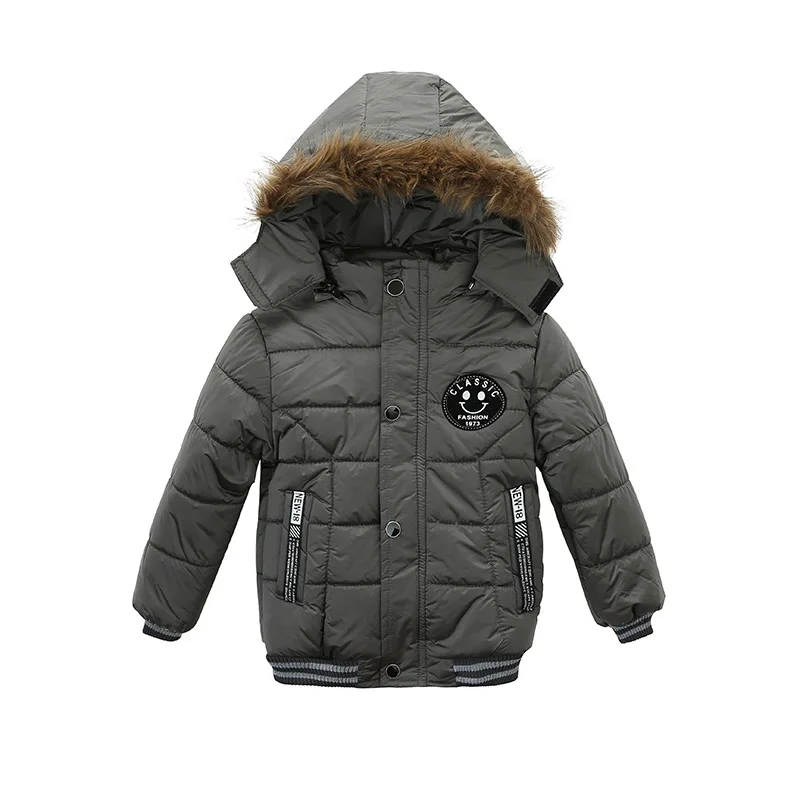 Г. Куртка для маленьких мальчиков; осенне-зимняя одежда для детей; детская теплая верхняя одежда с капюшоном; пуховое пальто; От 2 до 5 лет одежда; пальто - Цвет: Grey