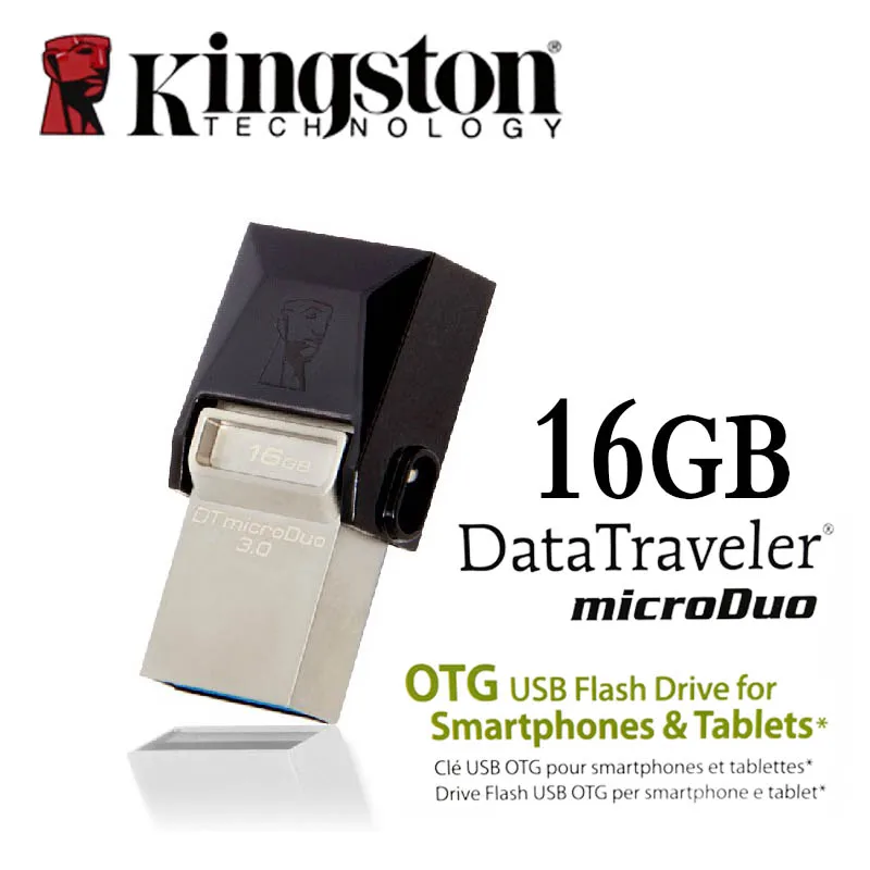 Kingston USB 3,0, флеш-накопитель, смартфон, Micro Memory, 16 ГБ, 32 ГБ, 64 ГБ, портативный накопитель, microDuo, OTG, usb флеш-накопитель, флешка