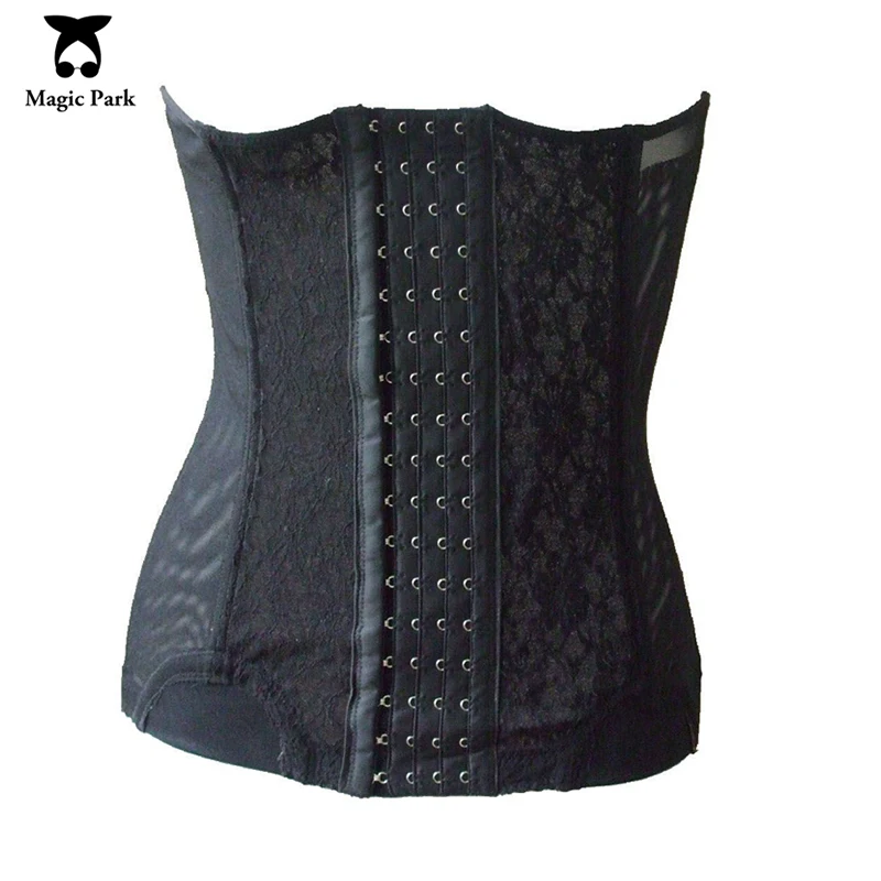 MagicPark S XXL Soft Mesh Women Waist Cincher 4Rows Hooks Steel Bone