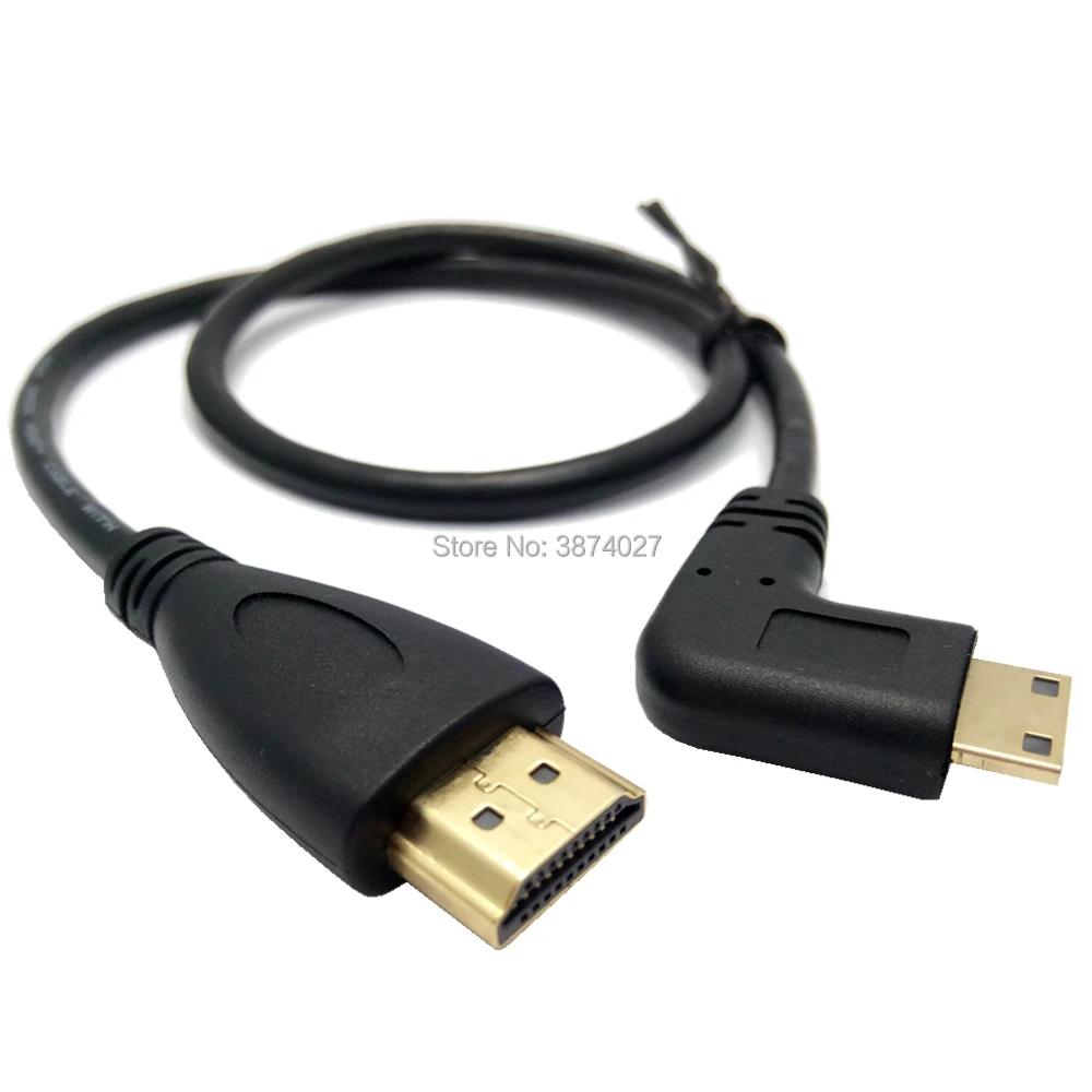 0,5 м угол 90 градусов мини HDMI к HDMI Мужской M/M Кабельный разъем V1.4 для цифровой зеркальной видеокамеры ЖК-монитор