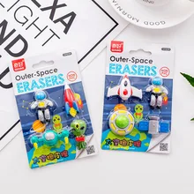 4 unidades/pacote bonito nave espacial borrachas desenho de escrita animal dos desenhos animados borracha lápis borracha papelaria para crianças presentes material escolar