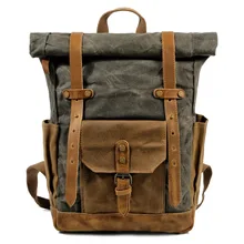 Стиль большой емкости колледжа ветер моды масло воск холст сумка