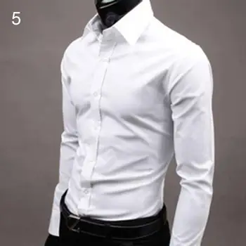 

Fashion Men Luxury Casual Formal Shirt Long Sleeve Slim Fit Business Shirts Top 2019