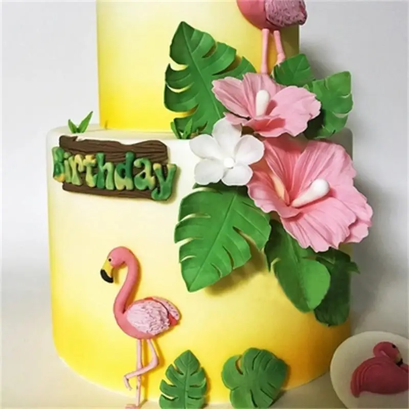 

2pcs 3D Flamingo Birds Turtle leaf Shape Silicone Mold Cake Fondant Mold Cake Decorating Tool Chocolate Soap Baking Form