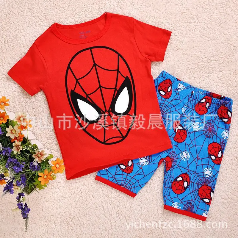 Популярная летняя Пижама с рисунком для мальчиков, Детская Хлопковая одежда для сна с короткими рукавами и принтом, детские пижамы для отдыха