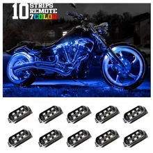 10 RGB Music Control Wireless Remote LED Car Motorcycle Light Atmosphere Lamp with Smart Brake Light Accent Neon Style Light Kit