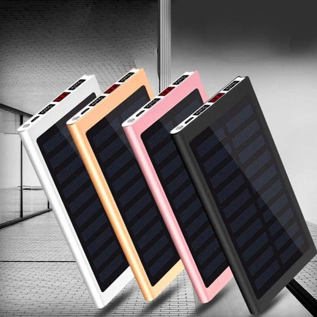 

20000mAh solar power bank External battery fast charging Dual USB powerBank solar mobile phone charger for iPhone 8 X Xiaomi
