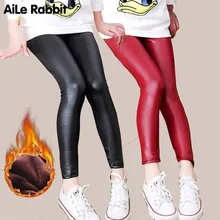 Aile coelho inverno meninas leggings quente leggins menina do falso calças de couro do plutônio das crianças dos miúdos pantalones getry fille hiver leguin k1