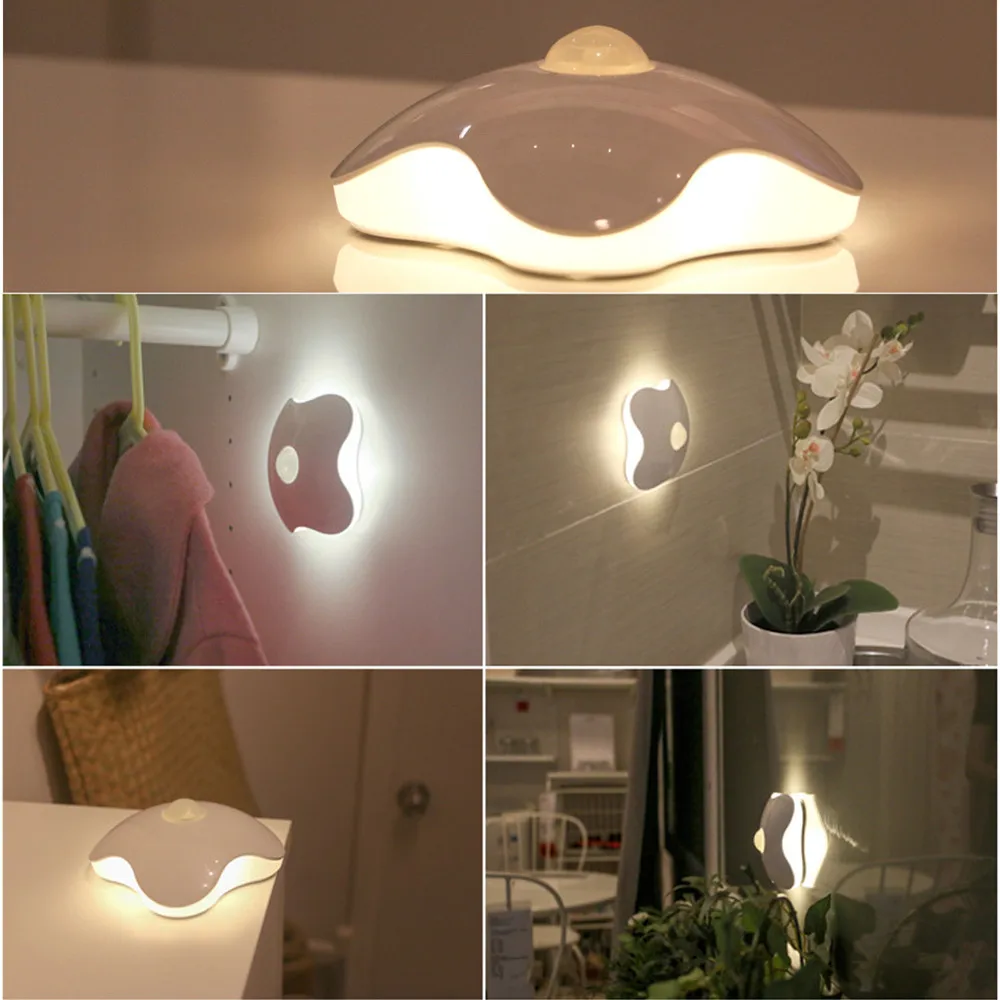 SuperNight Four-leaf clover Lucky LED Night Light Rechargeable Motion Sensor Corridor Stairs Bedroom Smart Home Wall Table Lamp (1)