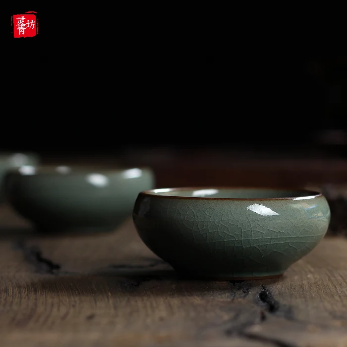 Китайский Селадон Фарфоровые Чайные чашки Longquan чайный горшок чашка с золотой