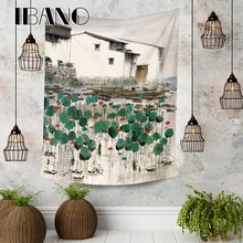 IBANO китайской живописи ковер на стену с рисунком стене висит одеяло, домашнее украшение для Спальня общежития Йога клеенка салфетка для стола толще гобелен
