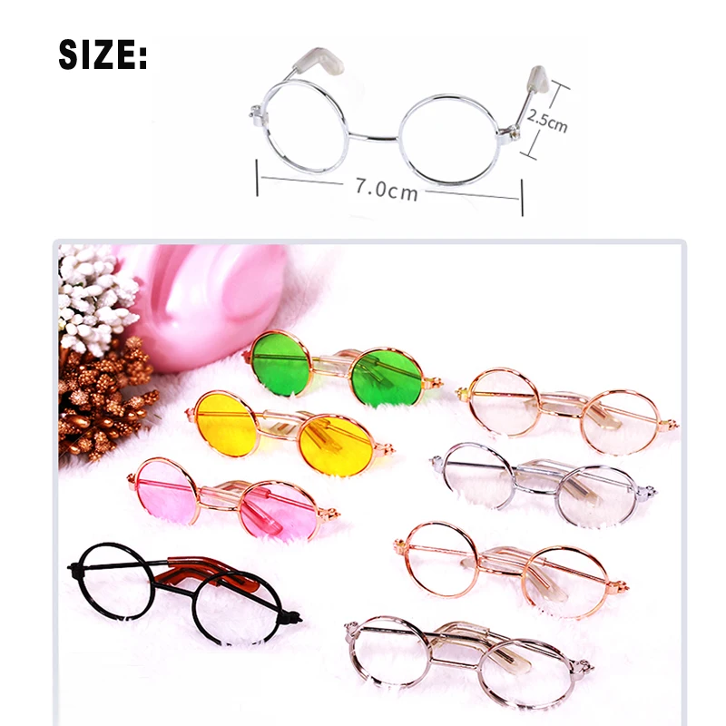 Модные очки для кукол, металлическая оправа для очков, мини солнцезащитные очки, очки с чехол для 60 см, Bjd 1/3, аксессуары для кукол