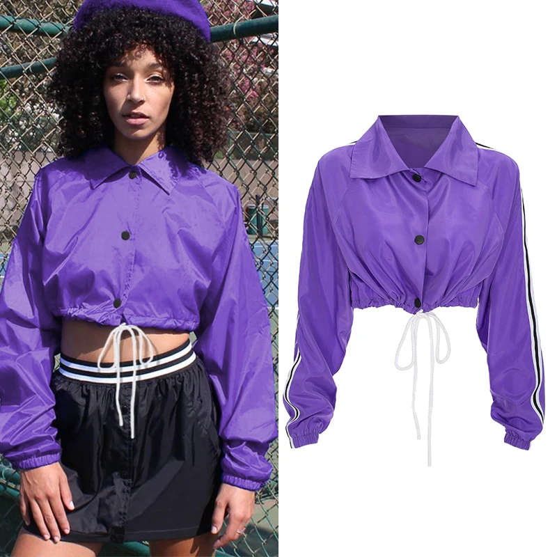 

Rockmore Windbreaker Jacket Women Spring 2019 Crop Bomber Jacket Long Sleeve Basic Letter Print Button Autumn Jacket Women Slim