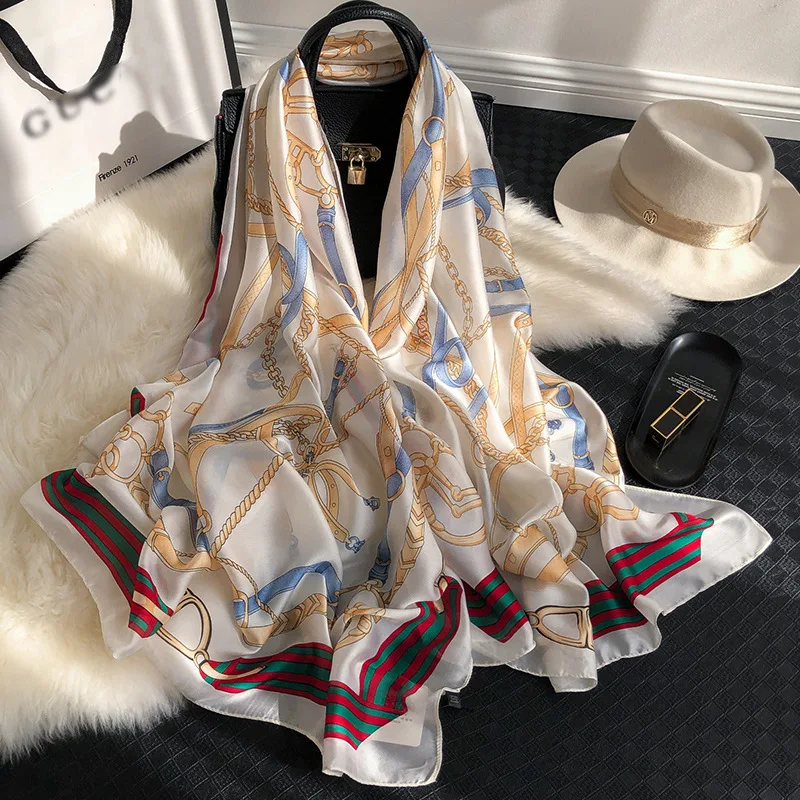 

Belt Saddle Scarf Women Printing Striped Scarves Spring Summer Large Long Shawls Wraps for Beach Holiday Party 180*90cm Ins