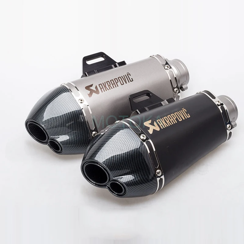 

Dual Nose Tip Laser Universal 51mm Akrapovic Motorcycle Exhaust Muffler Pipe For NINJIA250 R15 MSX125 Stainless Steel Silencer