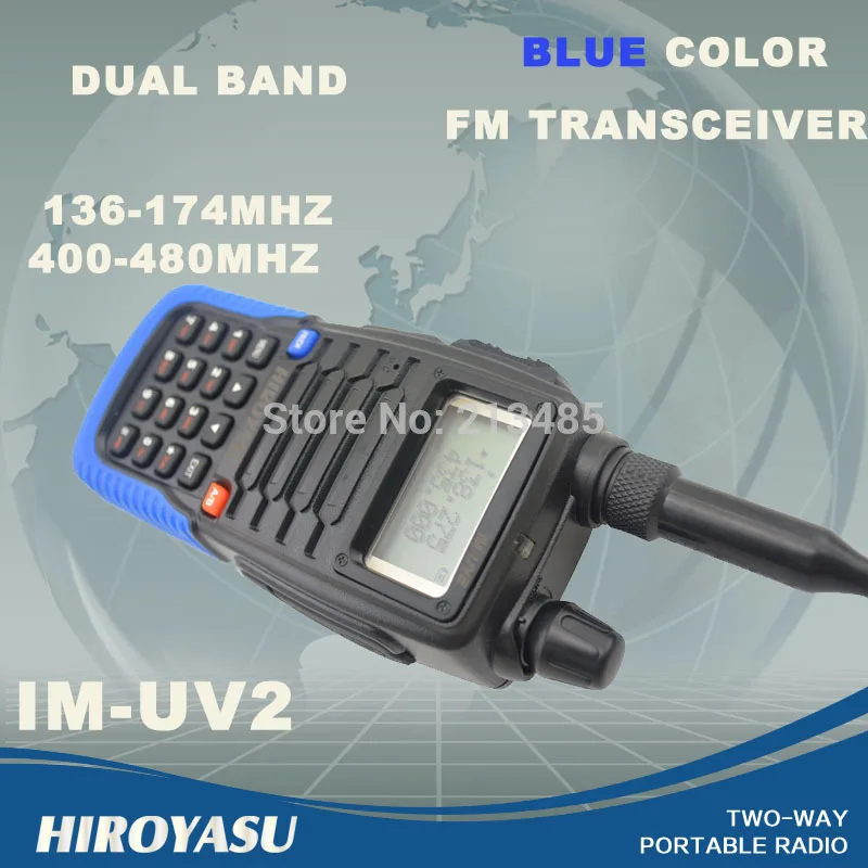 HIROYASU голубой цвет IM-UV2 136-174 МГц & UHF400-480MHz Dual Band 5 Вт/3 Вт 128CH FM 65-108 МГц Портативный двухстороннее радио FM трансивер Walkie Talkie двухстороннее радио