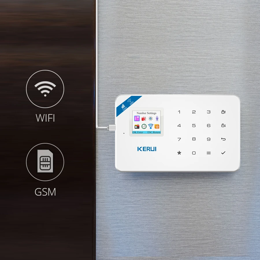 KERUI W18 pantalla TFT de 1,7 pulgadas WIFI GSM hogar sistema de alarma antirrobo Detector de movimiento APP Control Detector de humo de fuego alarma