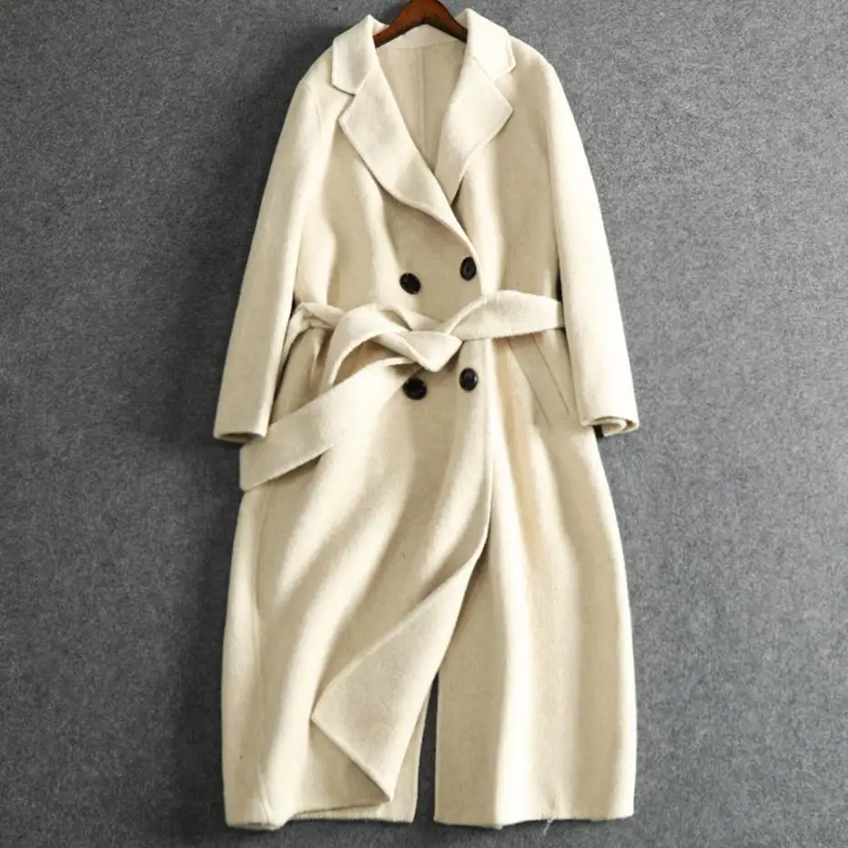 2018 Autumn and Winter New Hand-Sided Double-Sided Coat Woolen Women Long double breasted cashmere coat