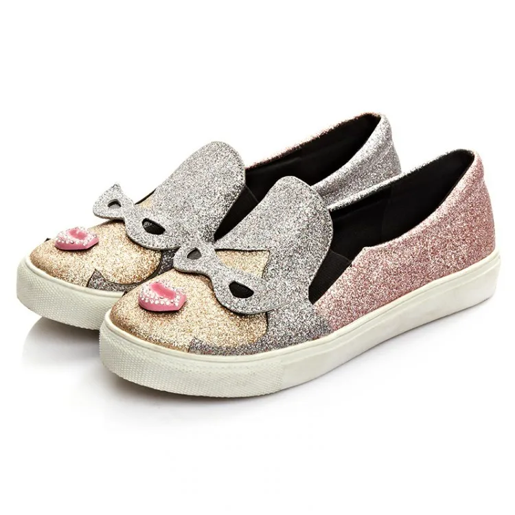 2016 New Spring font b Women b font Loafers Casual Flats Heels Round Toe Pink Red