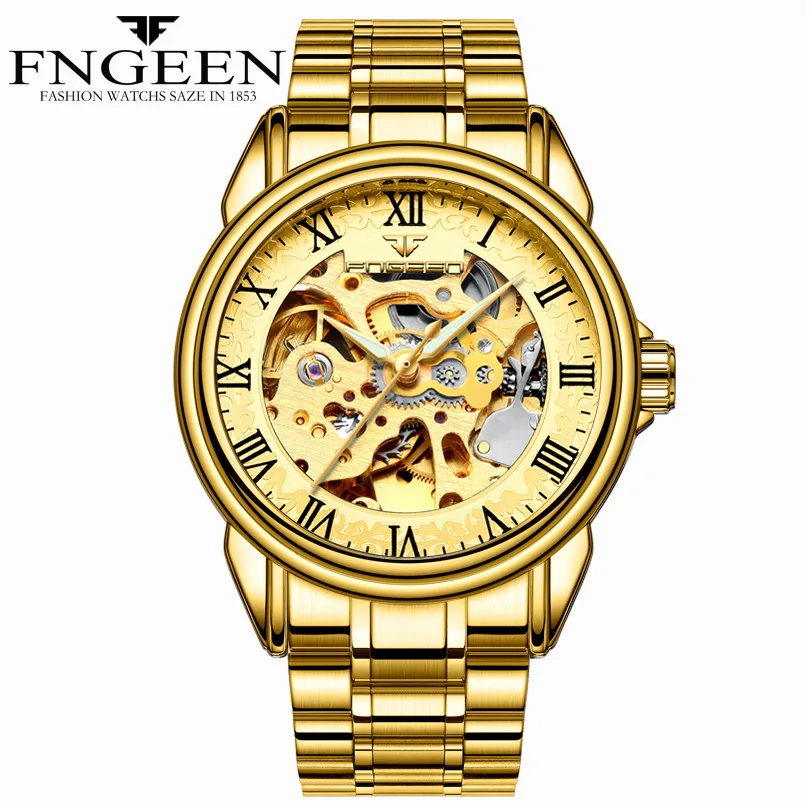 Blu-ray Hollow-out Mechanical Watch  New Fashion Business Automatic Machinery Watch Mechanics Pointer Couple Watches ZF9793