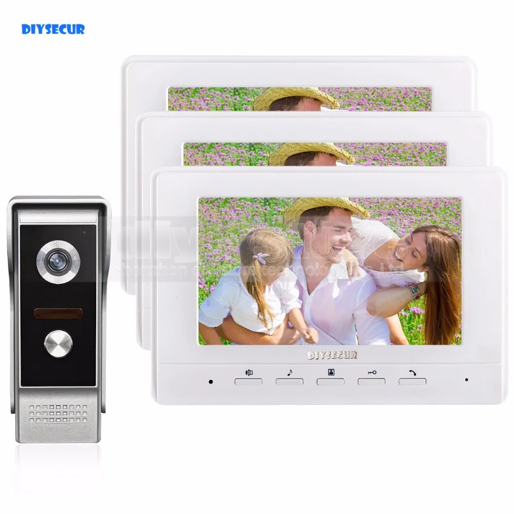 

DIYSECUR 7inch Video Intercom Video Door Phone 700TV Line IR Night Vision Outdoor Camera for Home / Office Security System 1V3
