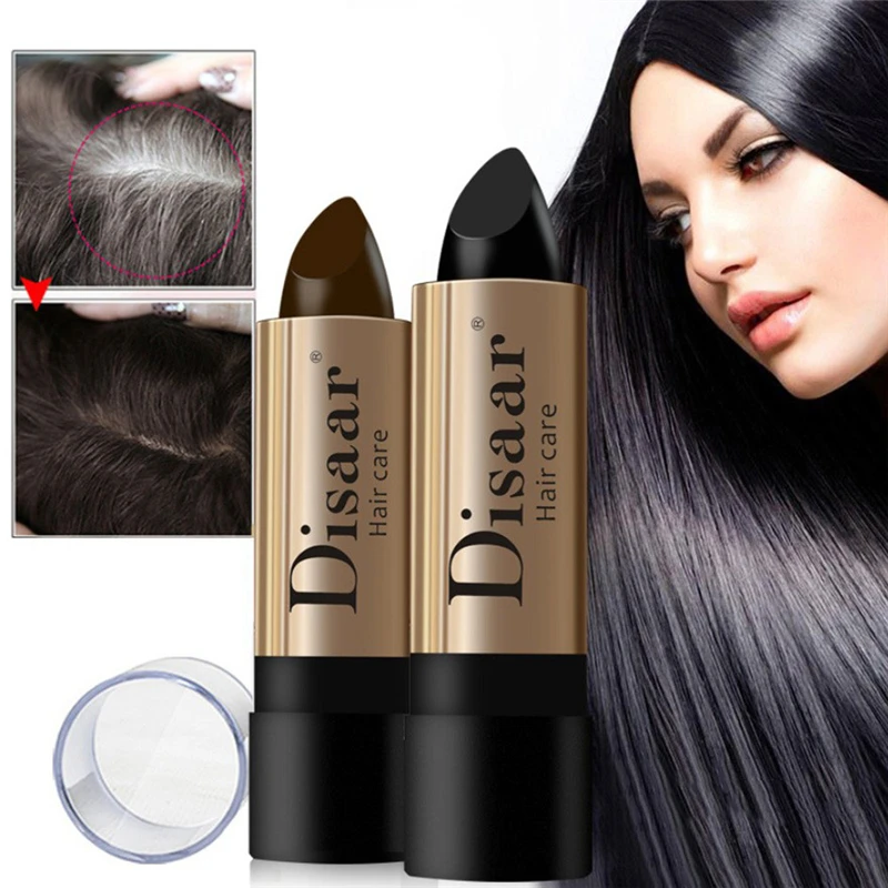 

2PCS Black Brown Waterproof Hair Perm Hair Color Pen Hair Stick Lasting Fast Temporary Hair Dye To Cover White 10g Texturizer